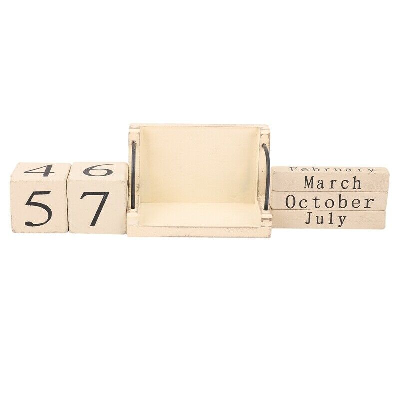 Wooden Perpetual Calendar Retro Rustic Design Living Room Decoration Diy YearlN3