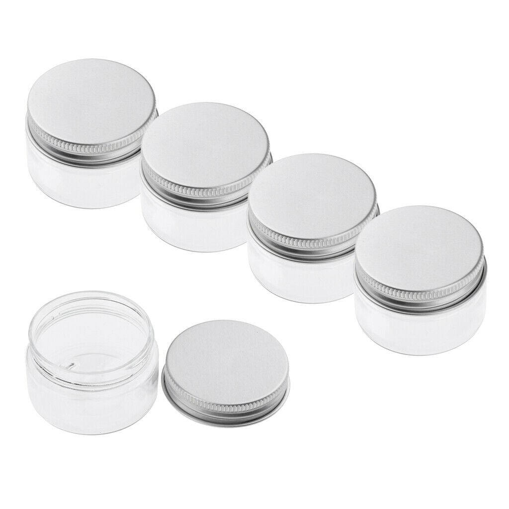 5x Empty Cosmetic Pots Lip Balm Container Jar Aluminum Cover 100 ml 68x43 mm