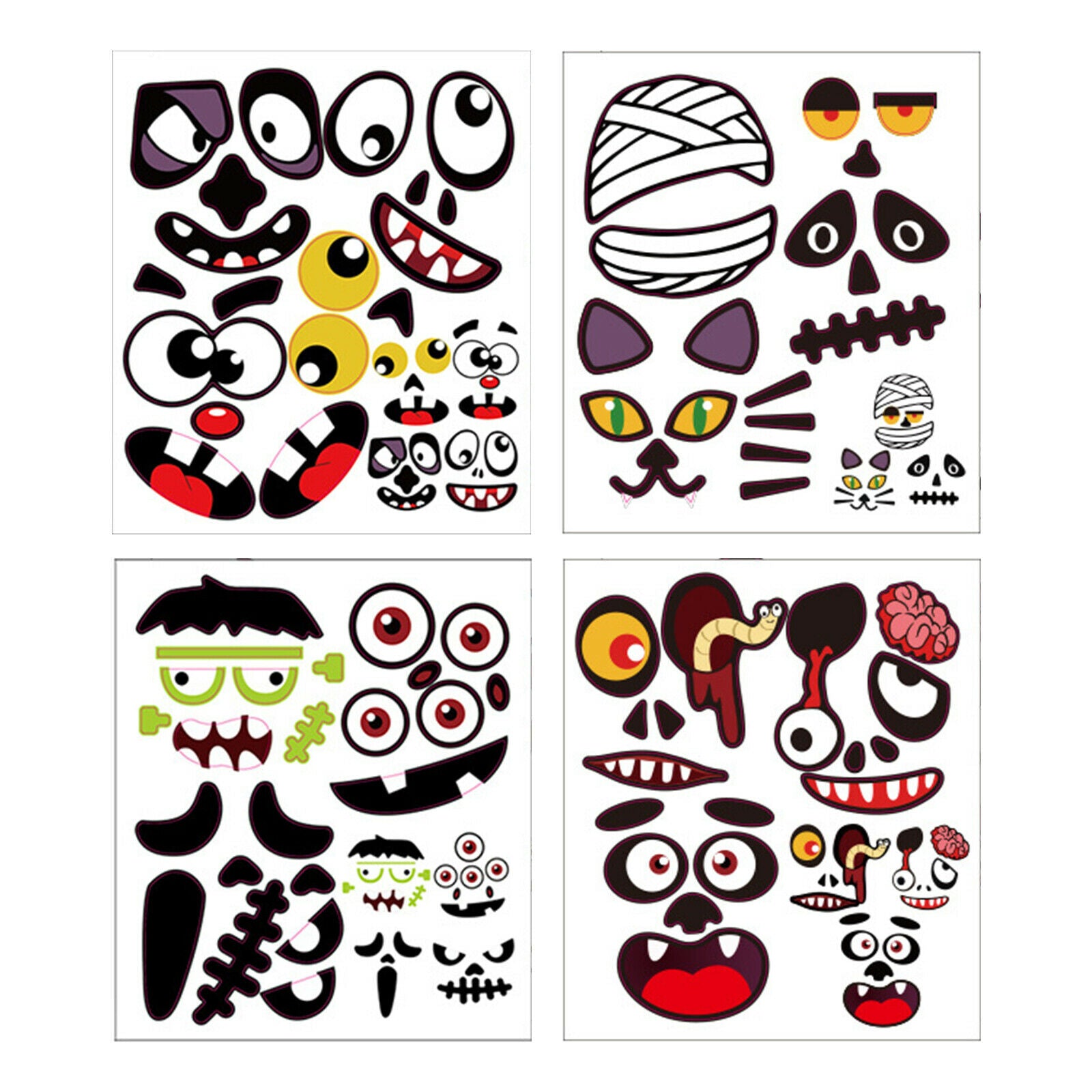8-Pack Funny Halloween Stickers for Water Bottles Gift Pumpkin Kids Party
