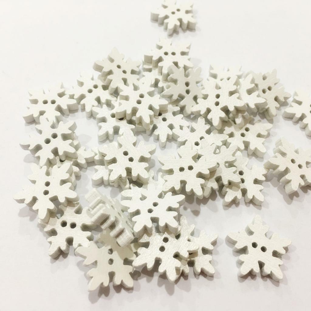 100pcs 2 Holes Wooden Butons Snowflake Shape Buttons DIY Sewing Scrapbooking