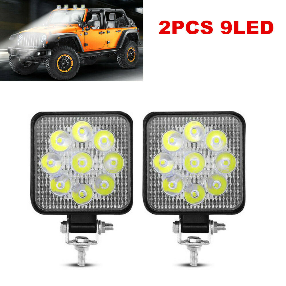 2PCS 9LED Car SUV Work Lights Spot Flood LED Light Bar Reverse Daytime Running