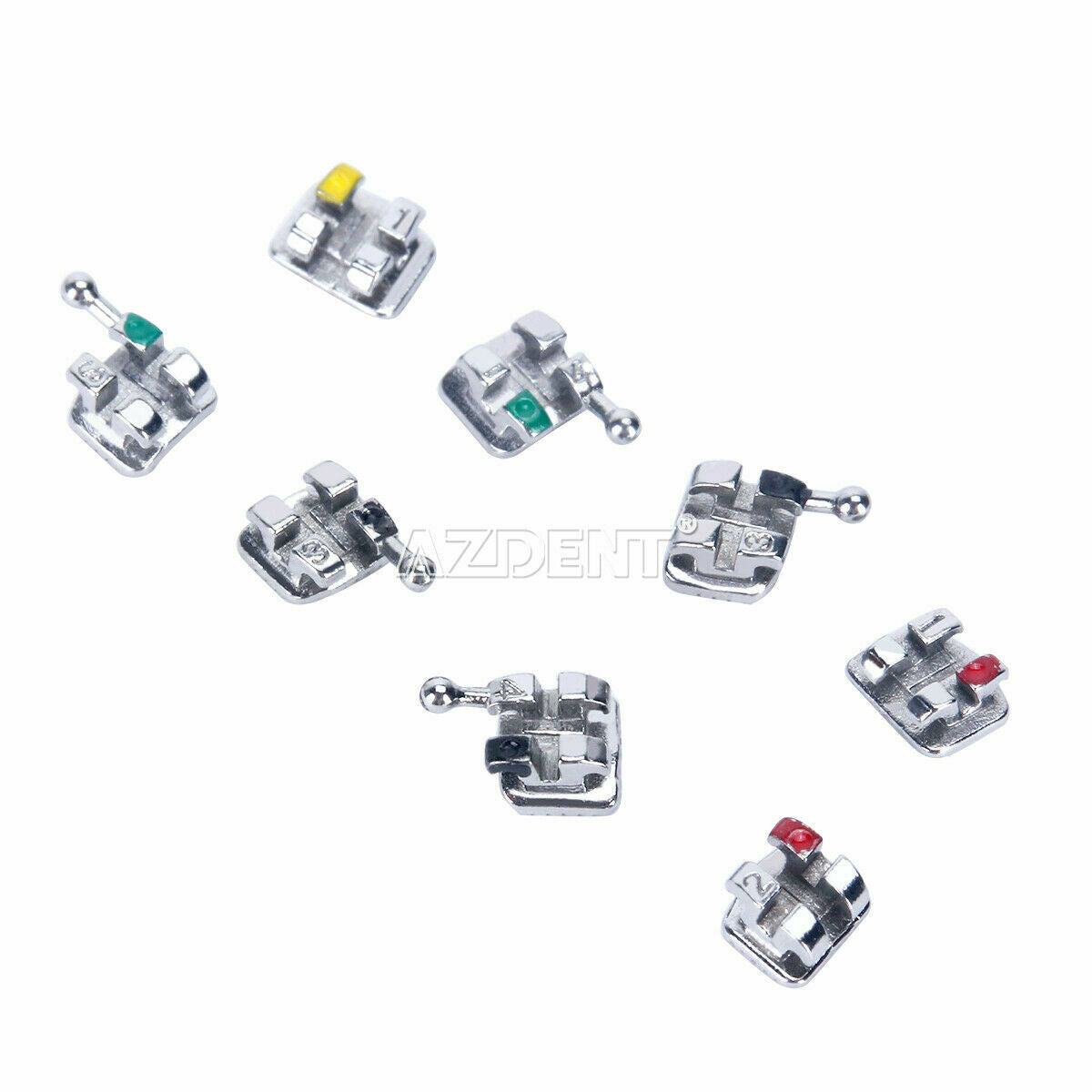 2 X Dental Orthodontic Monoblock Brackets Mini Roth 018 Hooks 345 Metal AZDENT