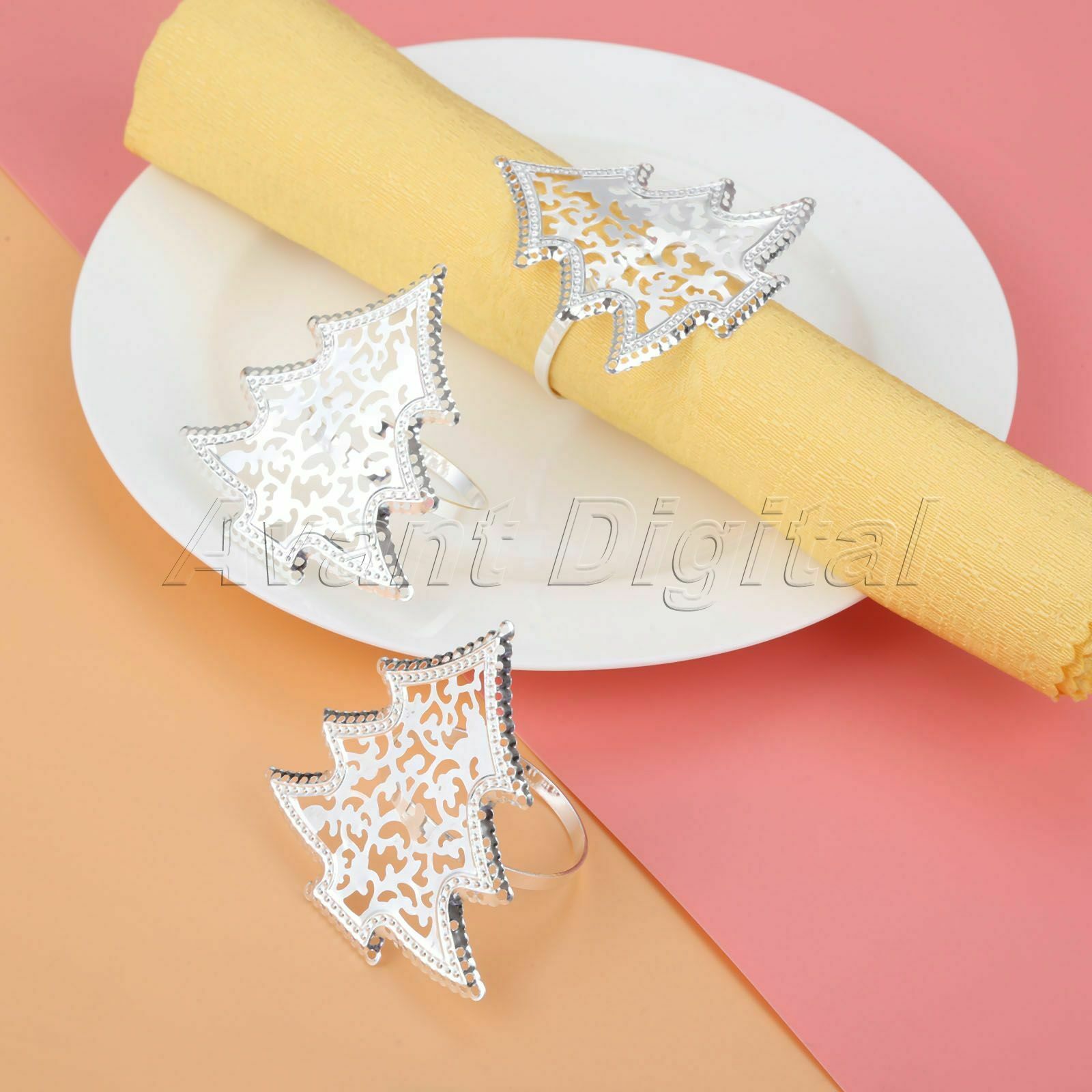 6Pcs Napkin Ring Star Christmas Tree Wedding Party Serviette Buckle Holder Decor