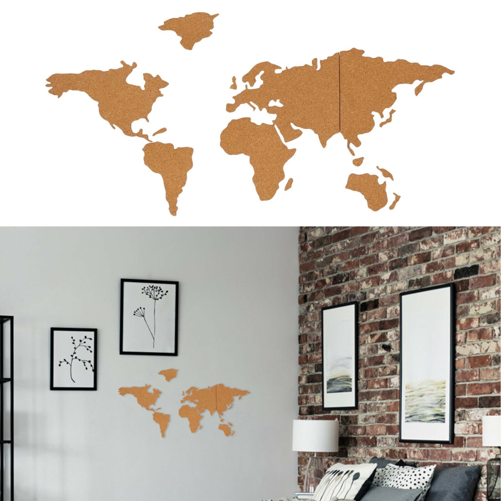 Classic Wooden Cork World Map World Wall Map Cork with 10pcs Pins Home Decor