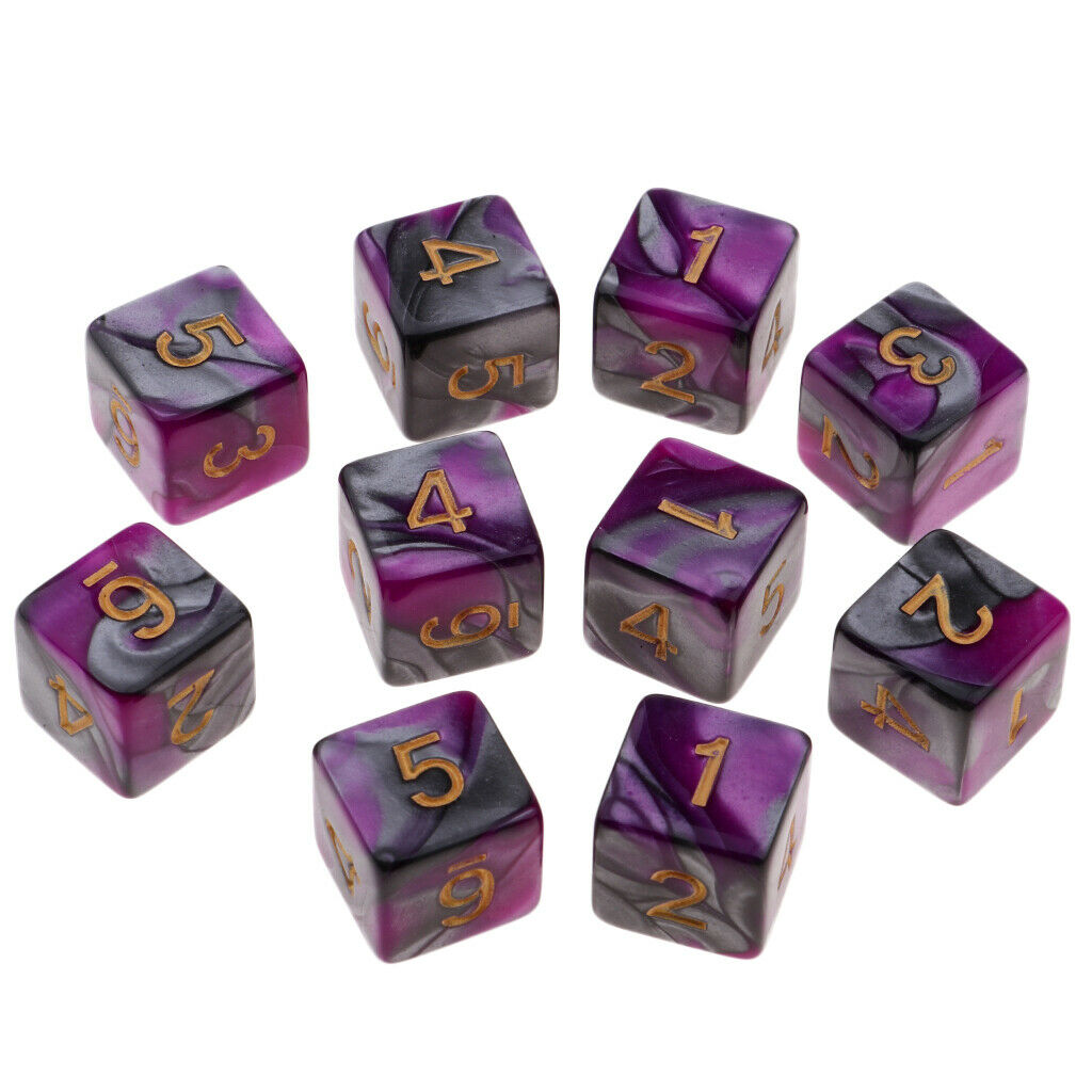 10pcs Multi Sided Dice Set Perfect For Dice Games&math Games Purple+Gray