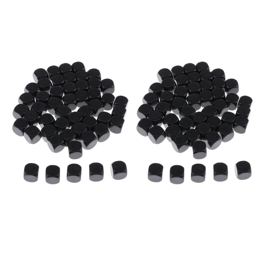 Lots 100 Plastic Black Blank D6 Dice for DND RPG Party Game Casino Supplies