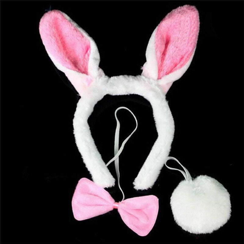 Lovely Girls Rabbit Bunny Ears Headband Tail Necktie Birthday Party Cost.l8