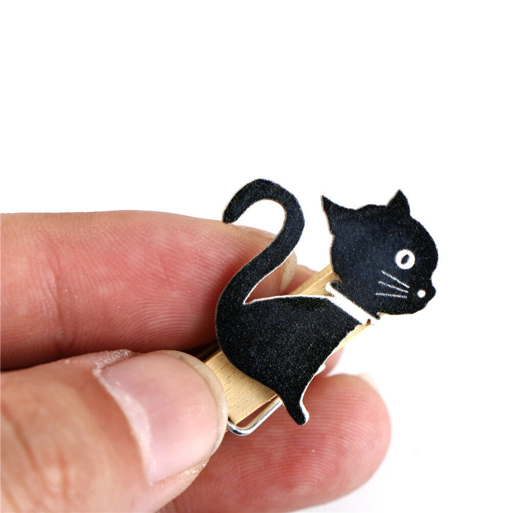 Cat wooden clips with hemp rope photo clip wood paper clip for bag DIY toolsBDAU
