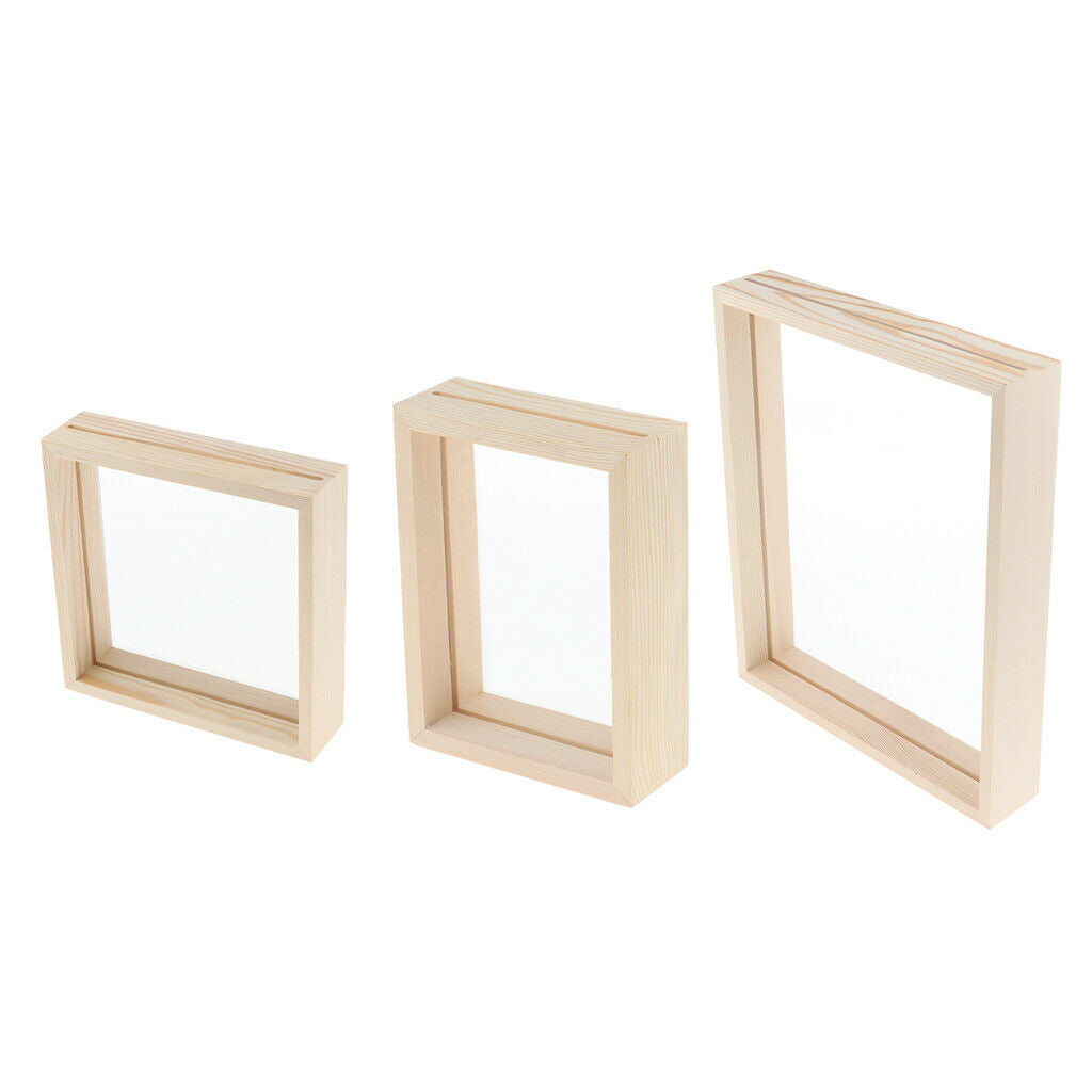 3x Transparent Single Picture Frame Wood Frame Decor With Glass Cover 5/7/10''
