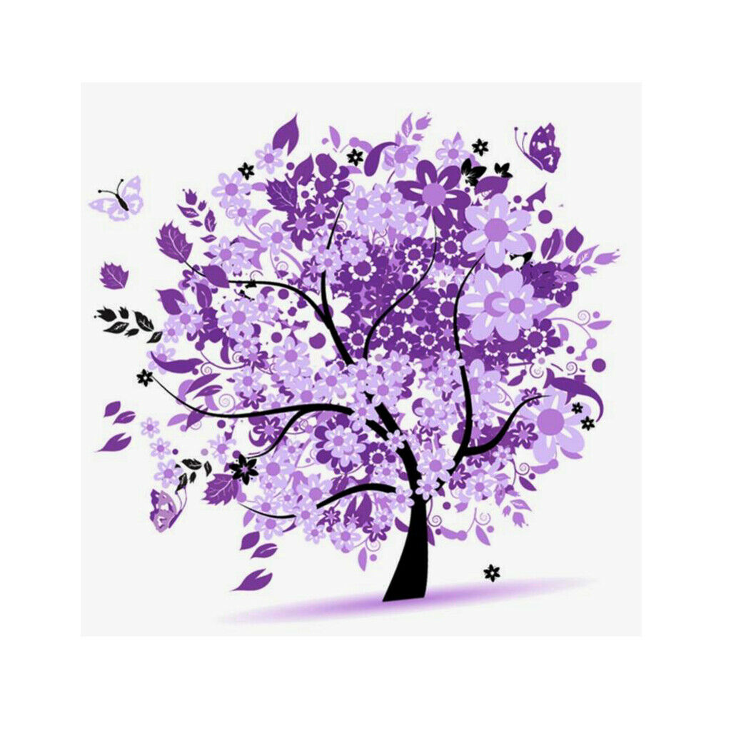 DIY 5D Flower Tree Diamond Painting Embroidery Cross Stitch Kits Purple