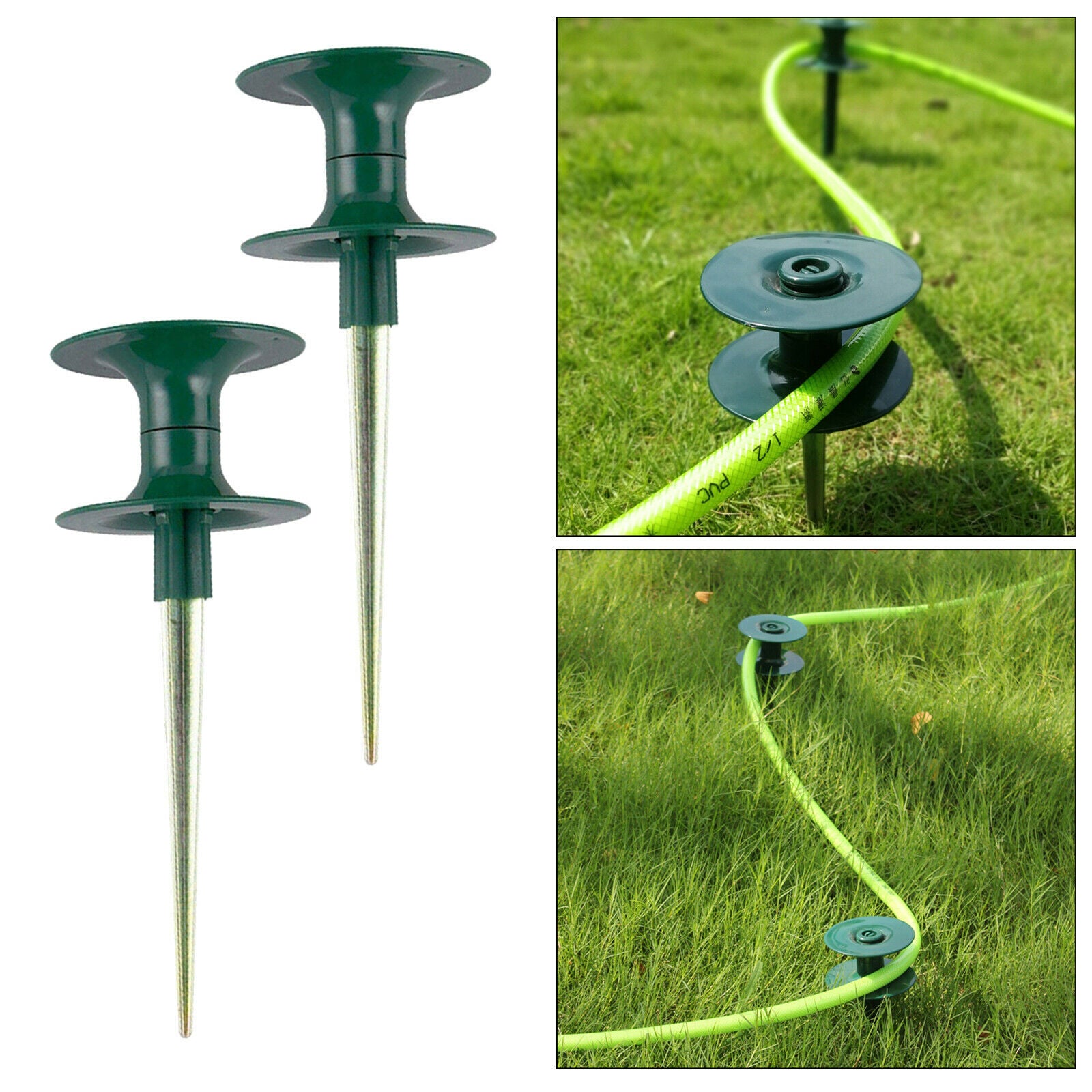 2 PCS Heavy Duty Garden Hose Guide Spike Organizer Carrier Plant Protection