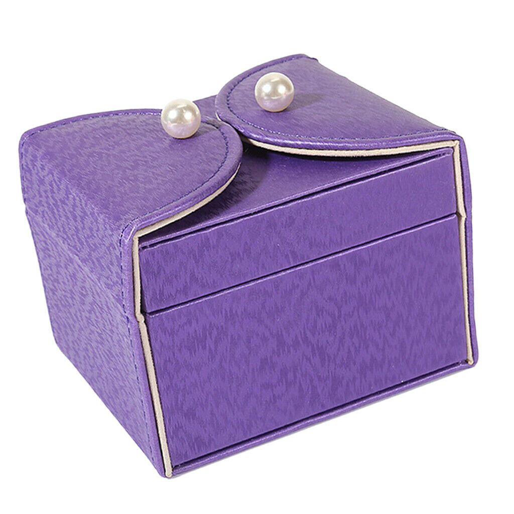 Portable Jewel Organizer Box PU Travel Bag Carry on for Toiletries Purple