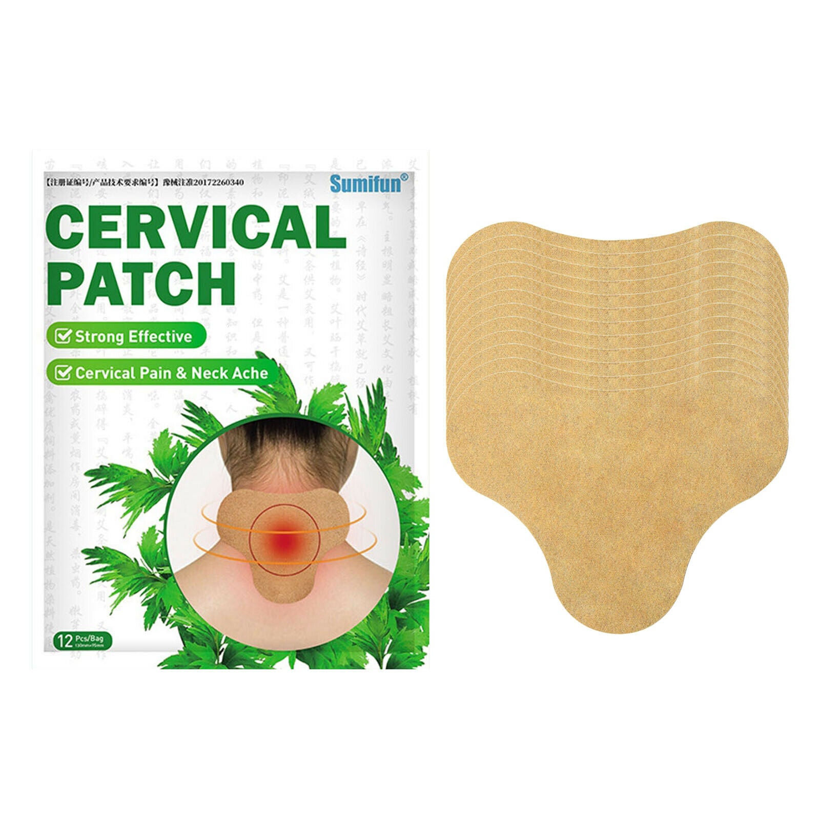12 Patches Natural Wormwood Cervical Patch Chinese Pain Plaster 13x13cm