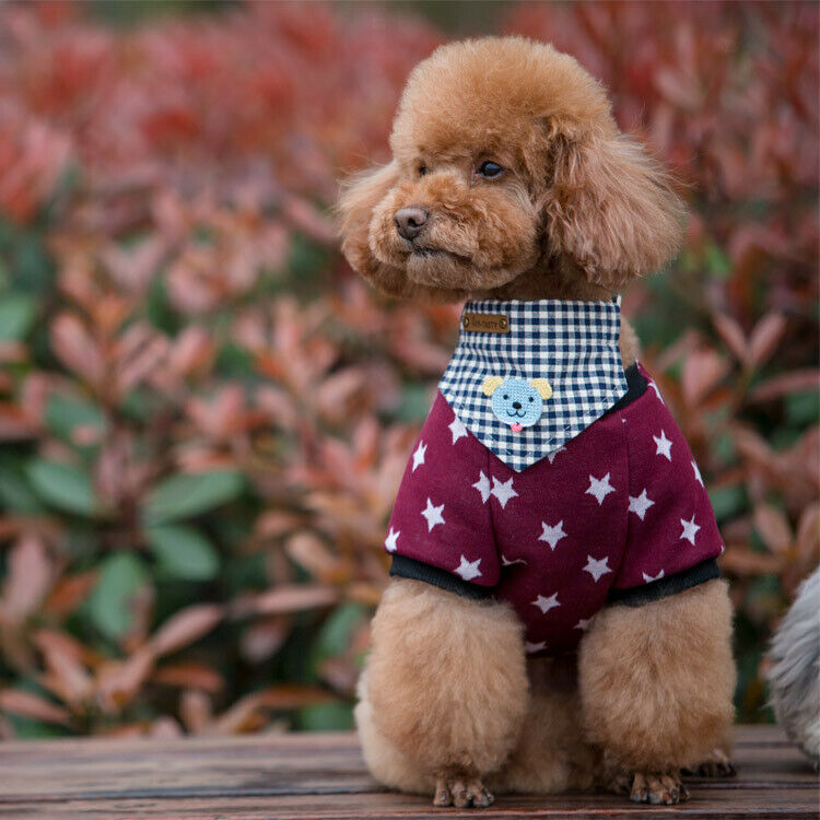 Pet Dog Bandana Scarf Triangle Neckerchief Bib Plaid Dog Print Decor-Blue(S)