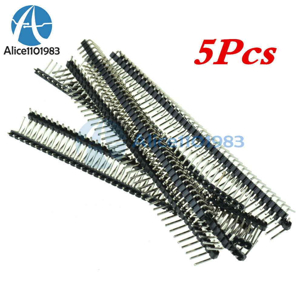 5PCS 40Pin 2.54mm Single Row Right Angle Pin Header Strip For Arduino Kit