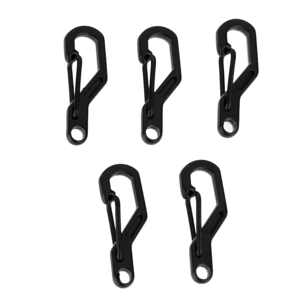 5pcs Climbing Hanging Buckle Snap Clip Hook Keychain D Ring Carabiner Black