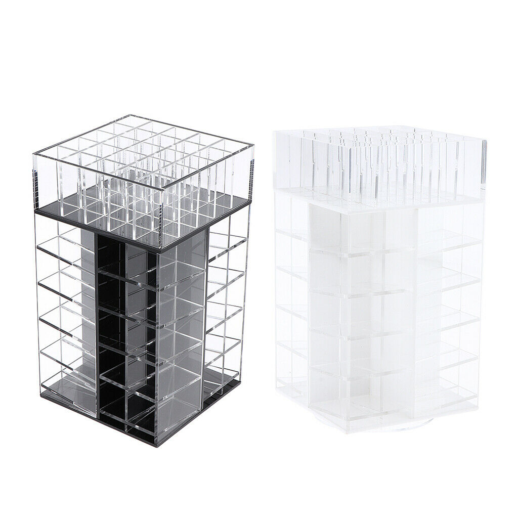 65 Slot 360 Rotating Organizer Cosmetic Lip Gloss Lipsticks Display Holder White