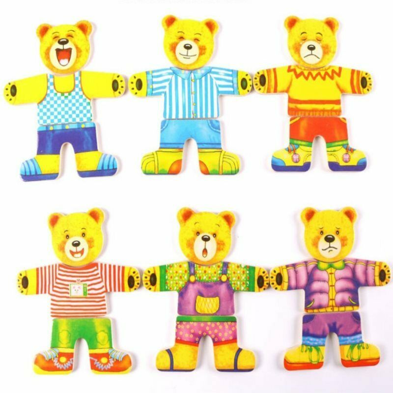 DIY Wooden Bear Jigsaw Puzzle Game Kids Educational Toys Gift Children Funny Kt