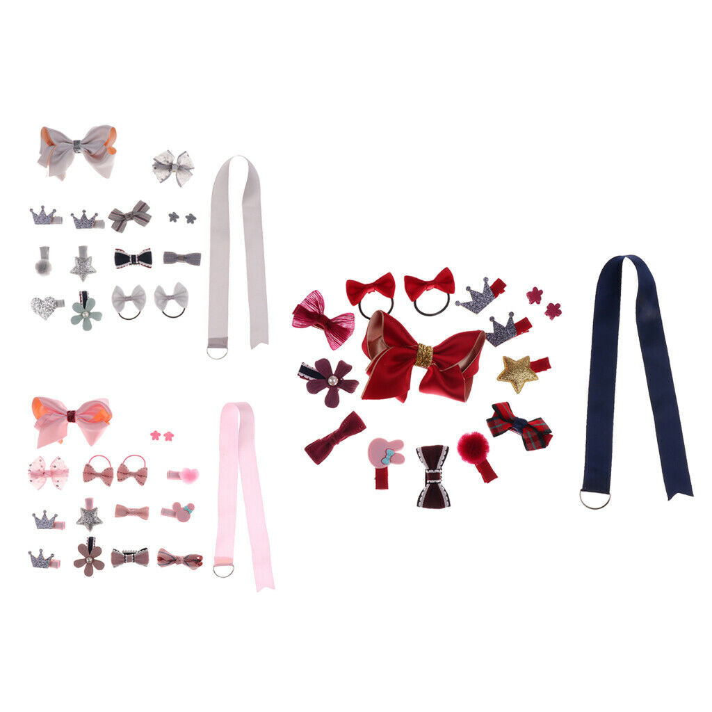 16 Pieces Kids Baby Girl Bow Hair Clips Flower Barrette Pins Gift 16 Pcs-Red