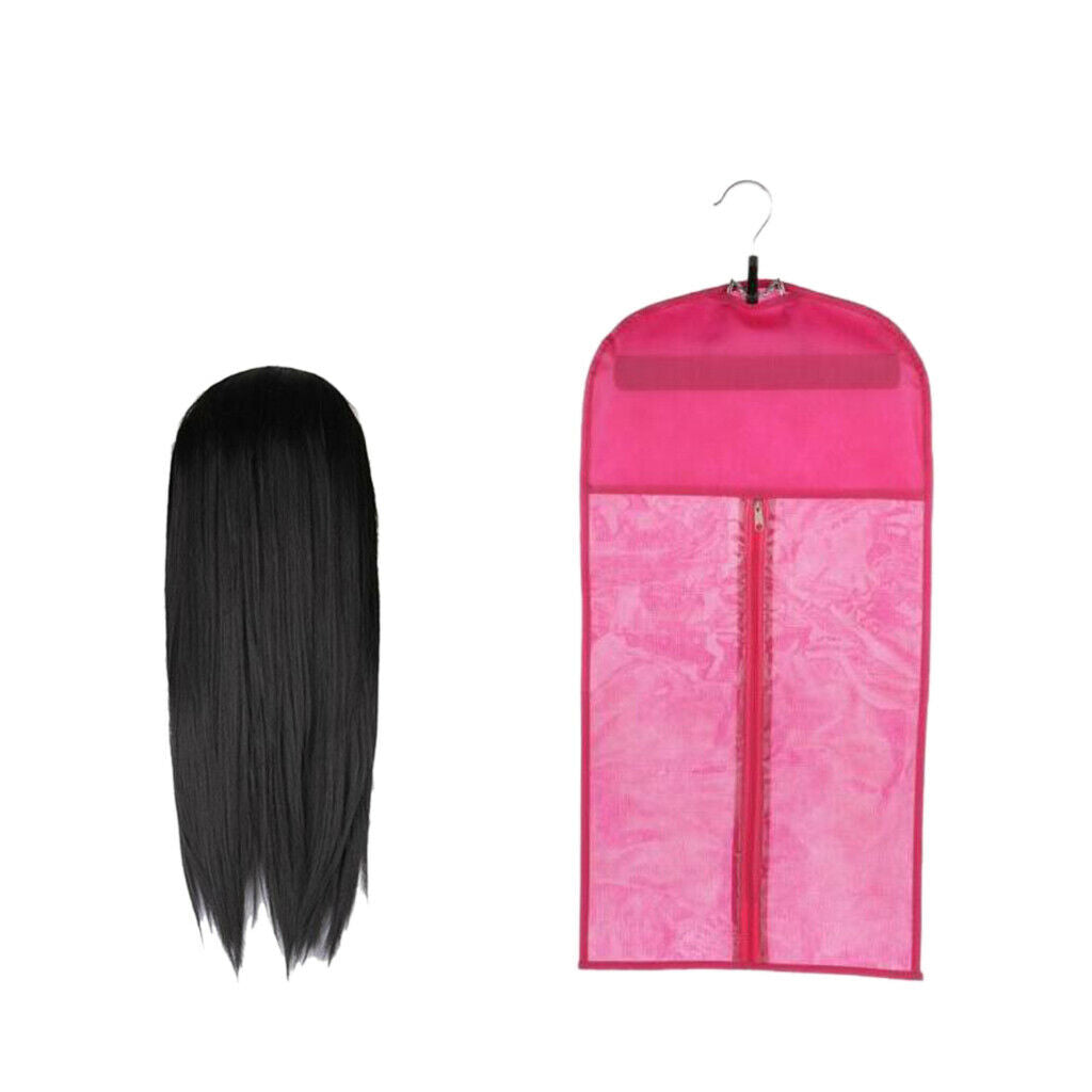 Women's Long Straight Wig Black +Dustproof Storage Bag Case Protector Hanger