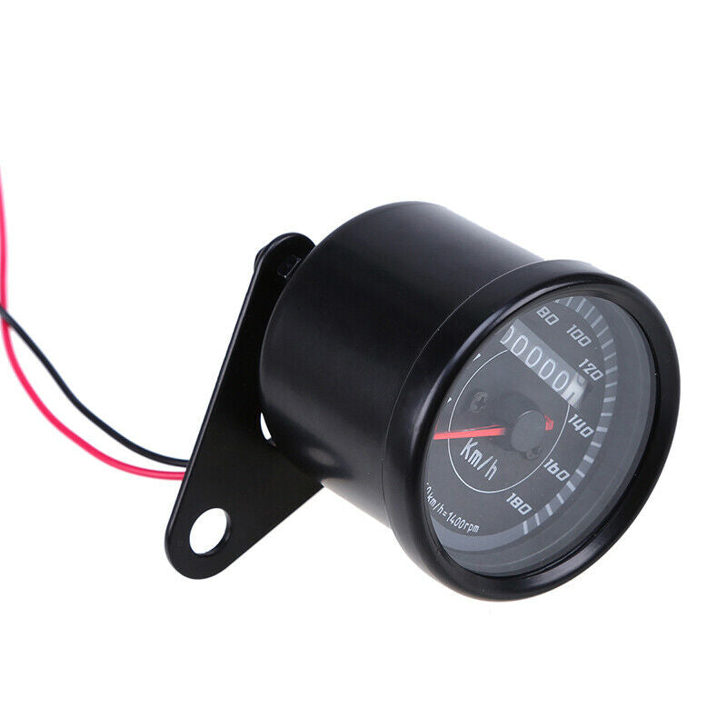 Circle Motorcycle LED Backlight Odometer Speedometer Gauge Stainless Steel Black