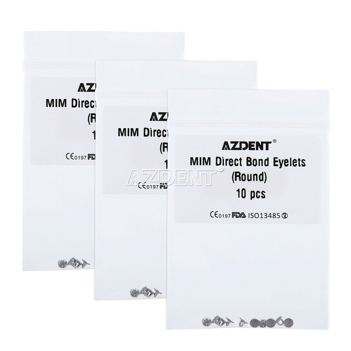 50 Kit Dental Orthodontic Lingual Buttons Direct Bond Eyelet Round Base AZDENT