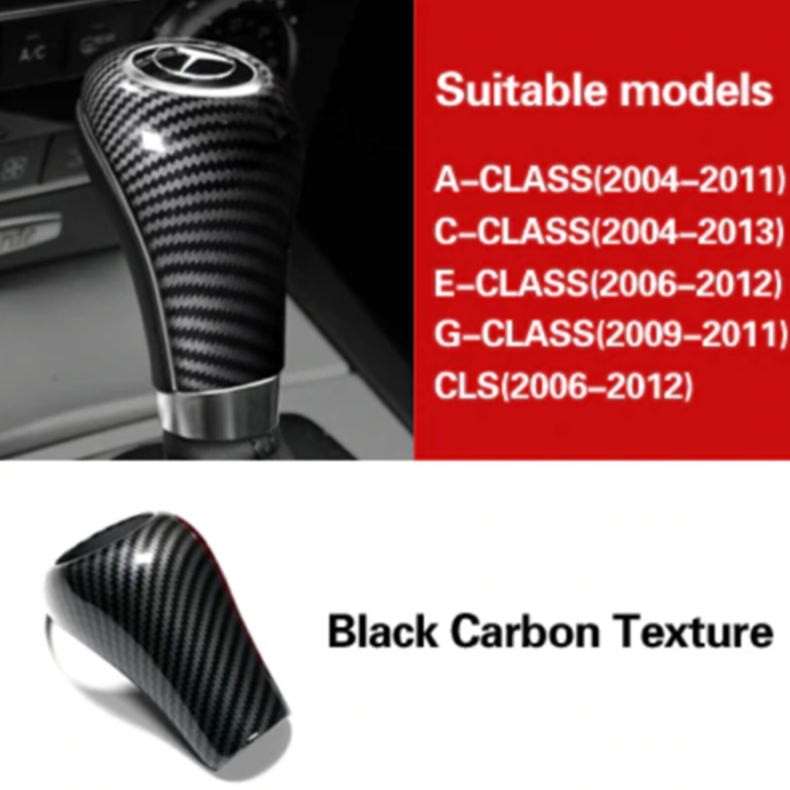 Carbon Fiber Gear Shift Knob Cover For Mercedes-Benz W204 W212 A C E G GLS Class