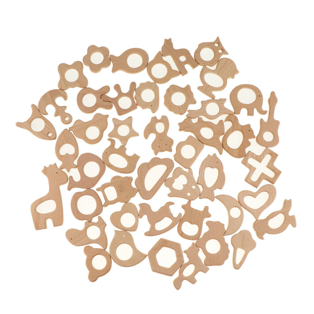 40 Pieces Wooden Teether Children Teething Toys, Baby Care Jewelry -Multiform