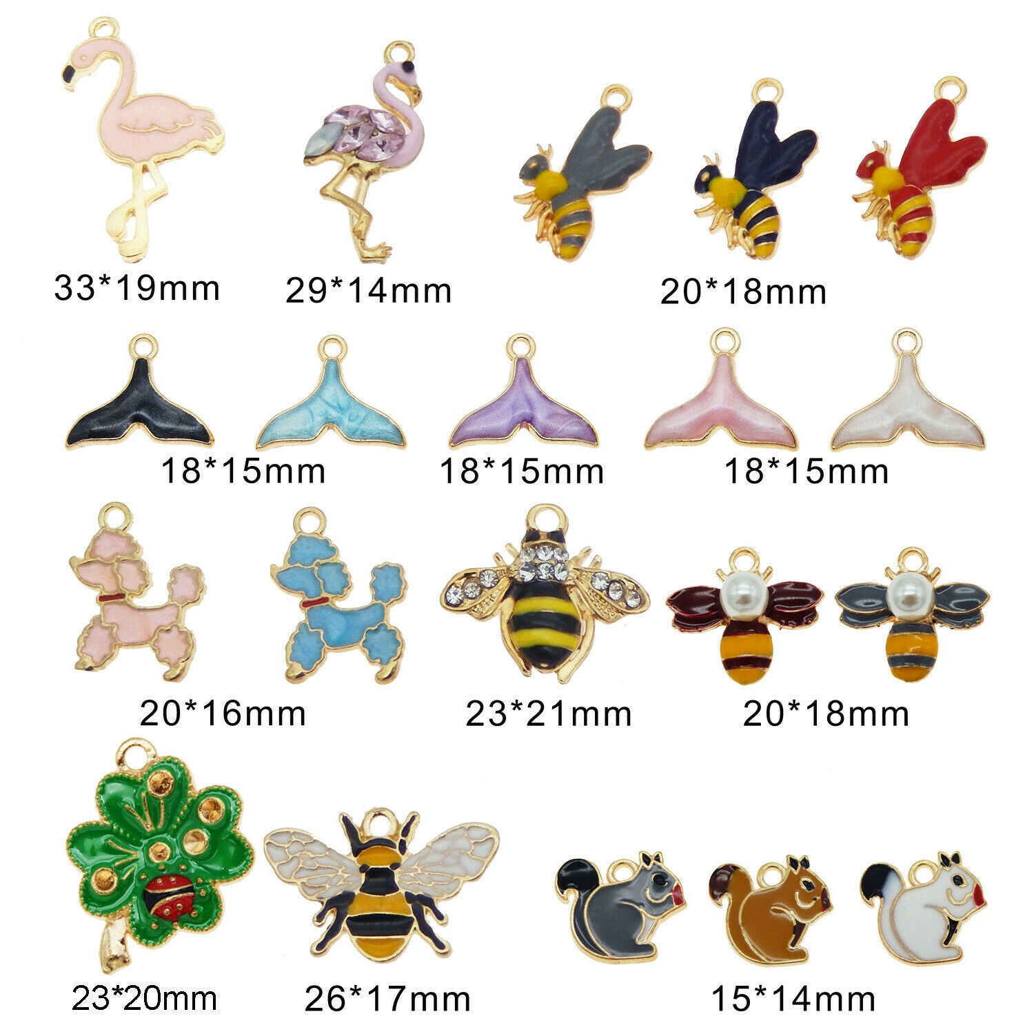 Lot of 10 Assorted Animals Alloy Charms Enamel Bracelet Earring Pendant Findings
