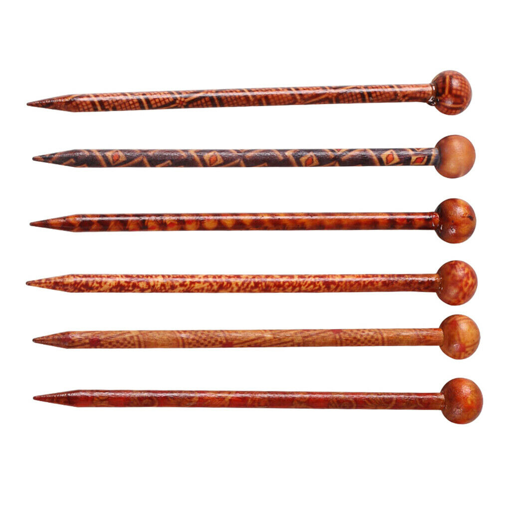 16 Pieces 5.11 inch Retro Hair Sticks Printed Wood Hairpin Chopsticks Wooden