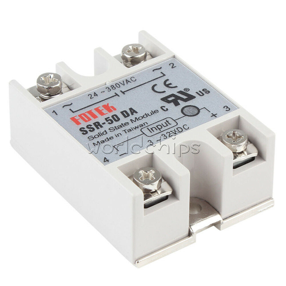 SSR-50DA 3V~32V DC to AC 24V~380V 50A 250V Solid State Relay Module 3~25mA LED