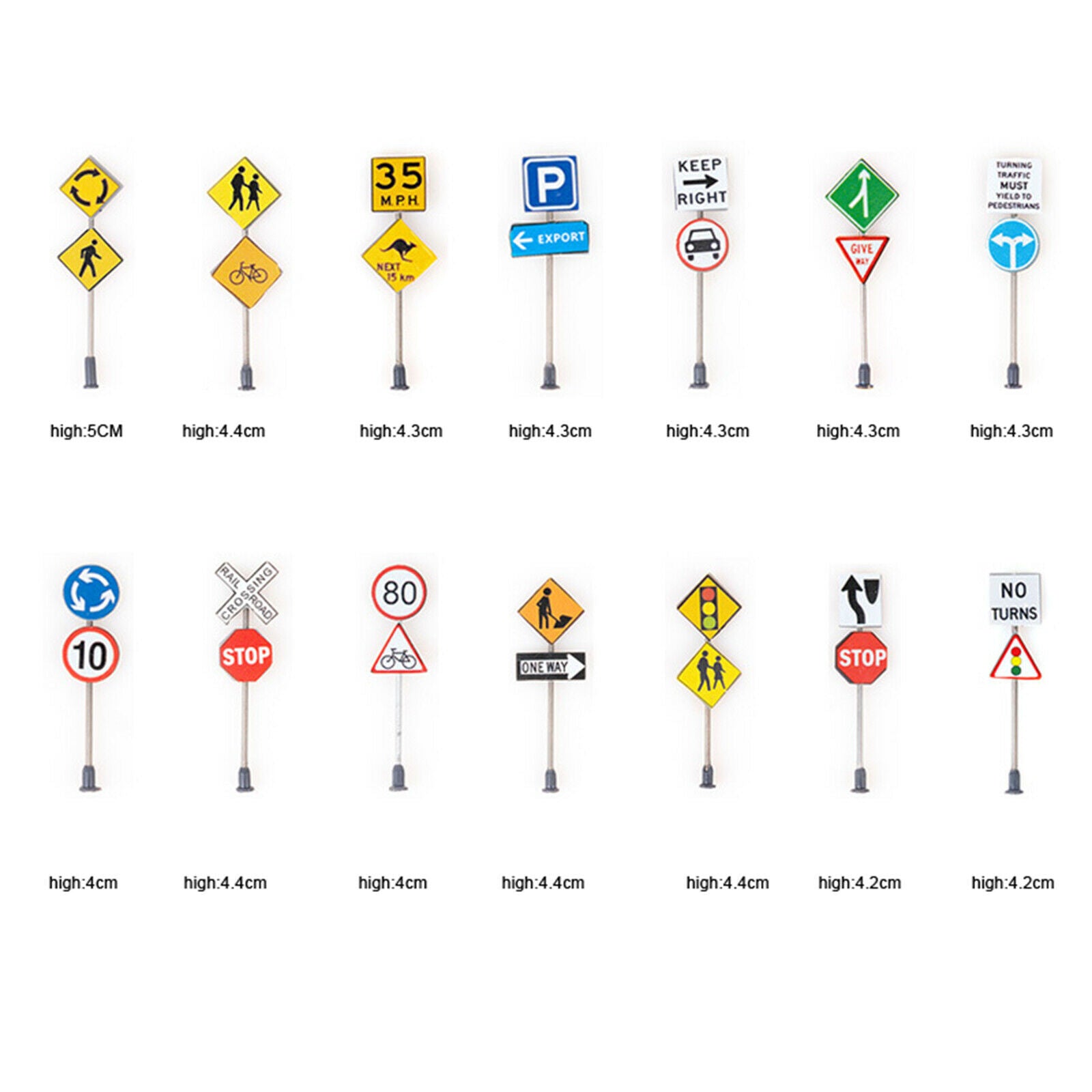 Set of 14 1/87 DIY Micro Landscape Decoration Road Signs Architectural Decor