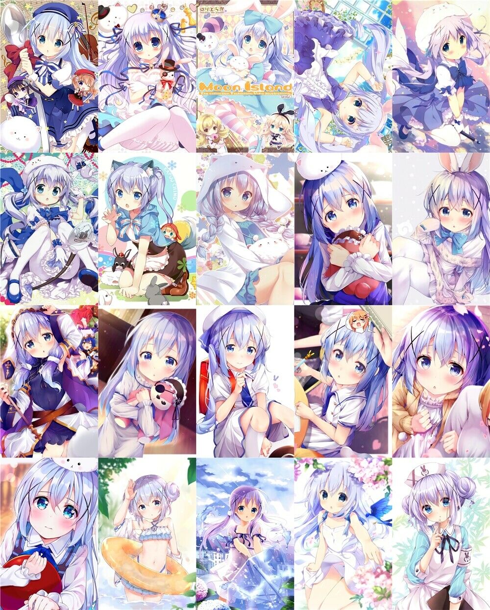 20 cards Is the Order a Rabbit Kafuu Chino Card Paster Card Stickers