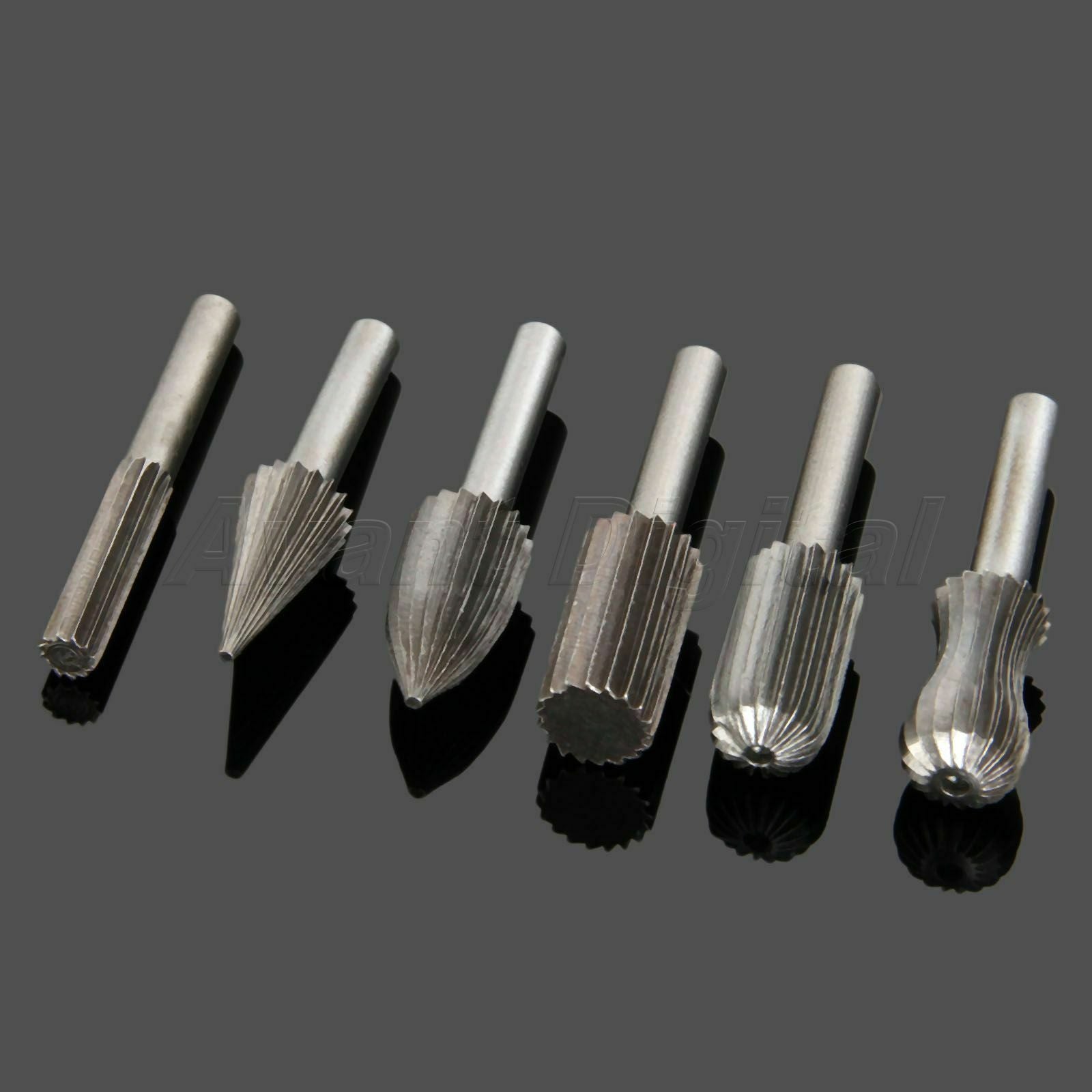 New 6pcs Rotary Burr Set Engraving Bit Grinding Shank 6mm 1/4" For Rotary Tools