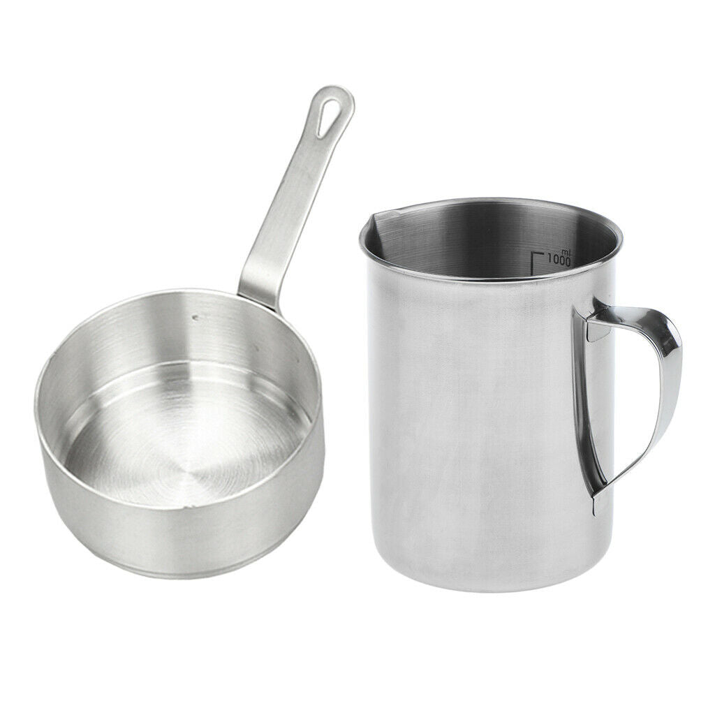 1000ml/35oz Stainless Steel Measuring Jug Measure Cup w/ 100ml Sauce Pan