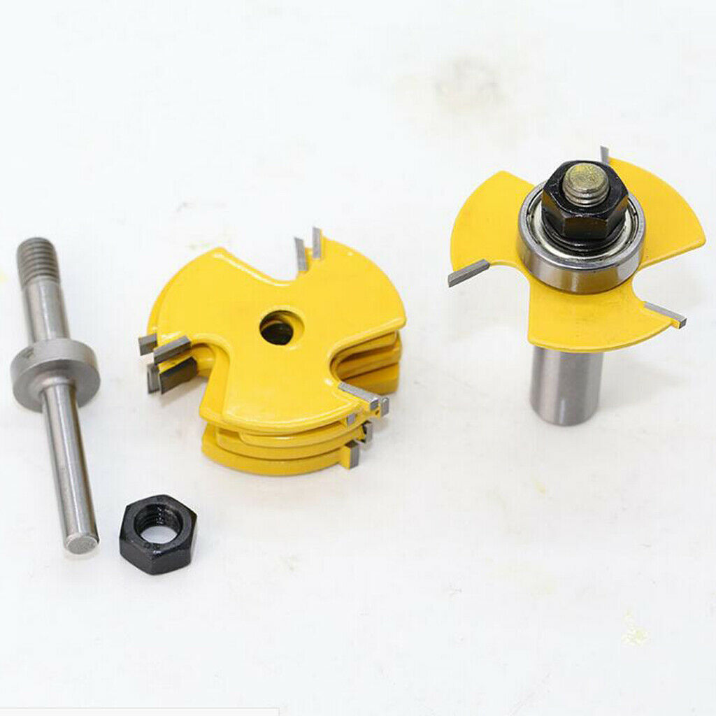 6x Blade Slot Cutter Wing Router Bit (1/16 to 1/4 Inch) and 2x Shank 1/2 & 1/4