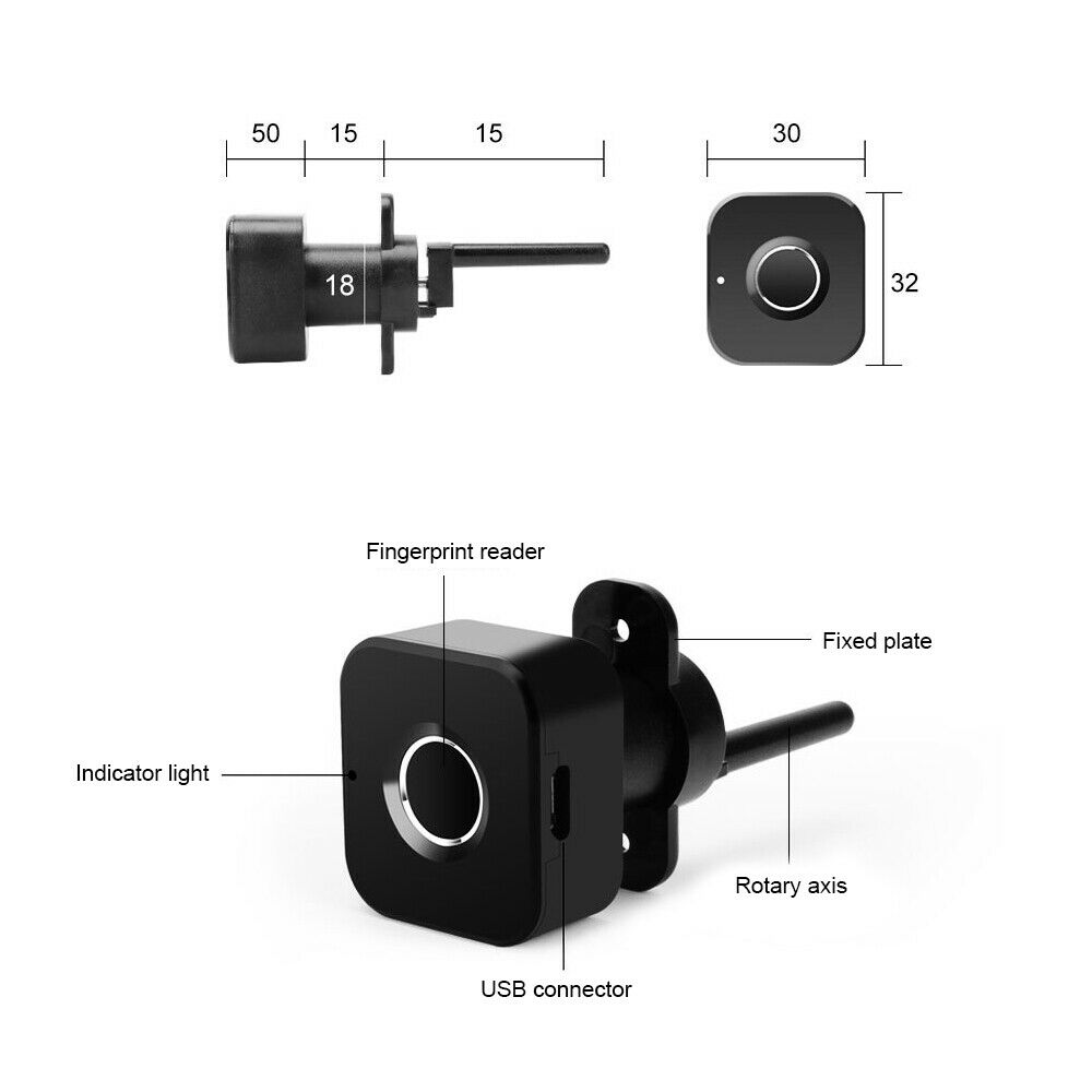 Fingerprint Drawer Lock for Triple Drawer 1 Lock 3 for Nightstand Office Cabinet