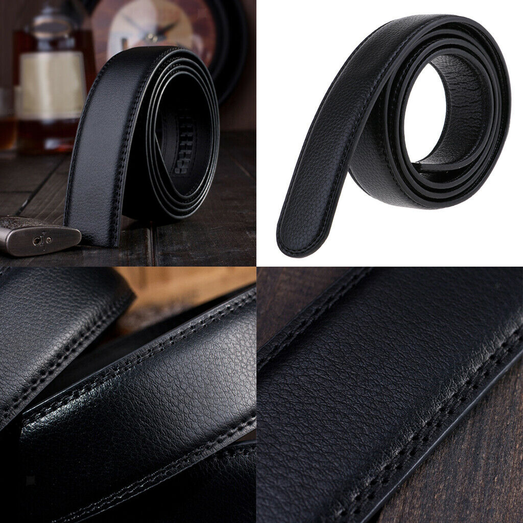 Casual PU Leather Ratchet Replacement Belt without Buckle 35mm 1 3/8" 120cm