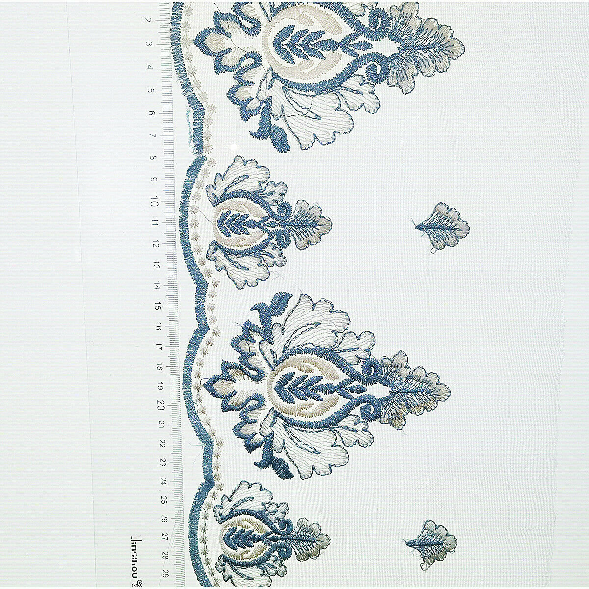 2 Yards Embroidery Blue Flower Lace Trim Ribbon Dress Sewing Craft 19cm Wide