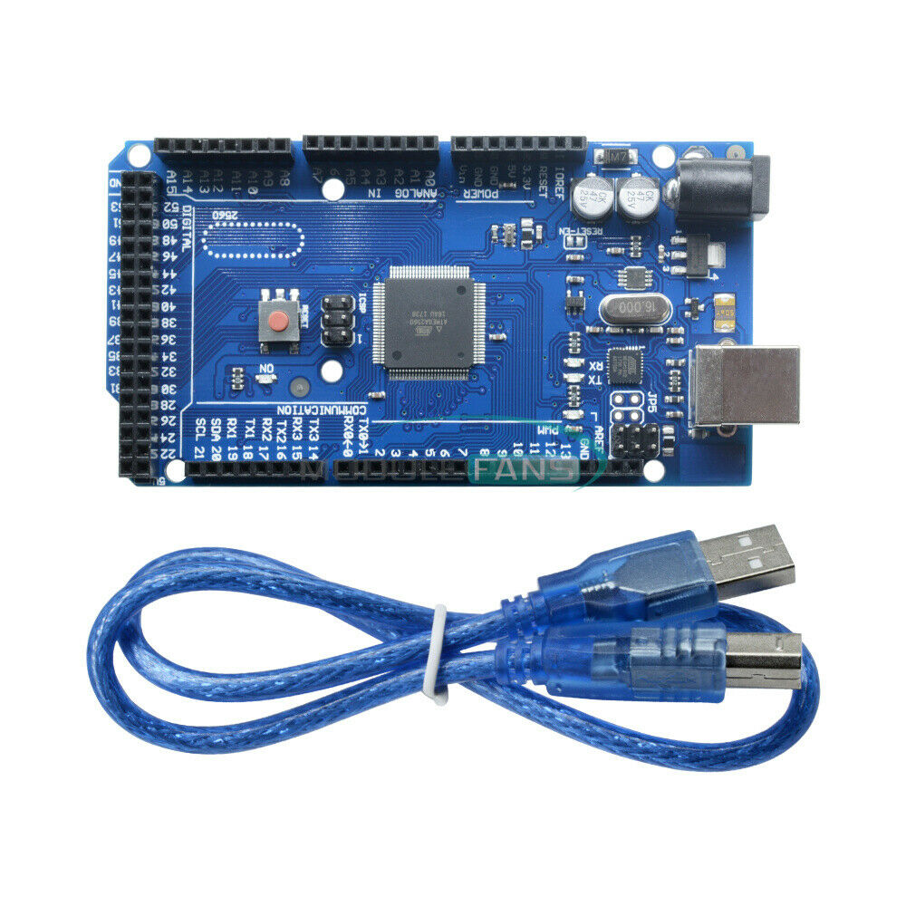 2PCS ATMEGA2560-16AU ATMEGA16U2 Board Module + USB Cable For MEGA 2560 R3