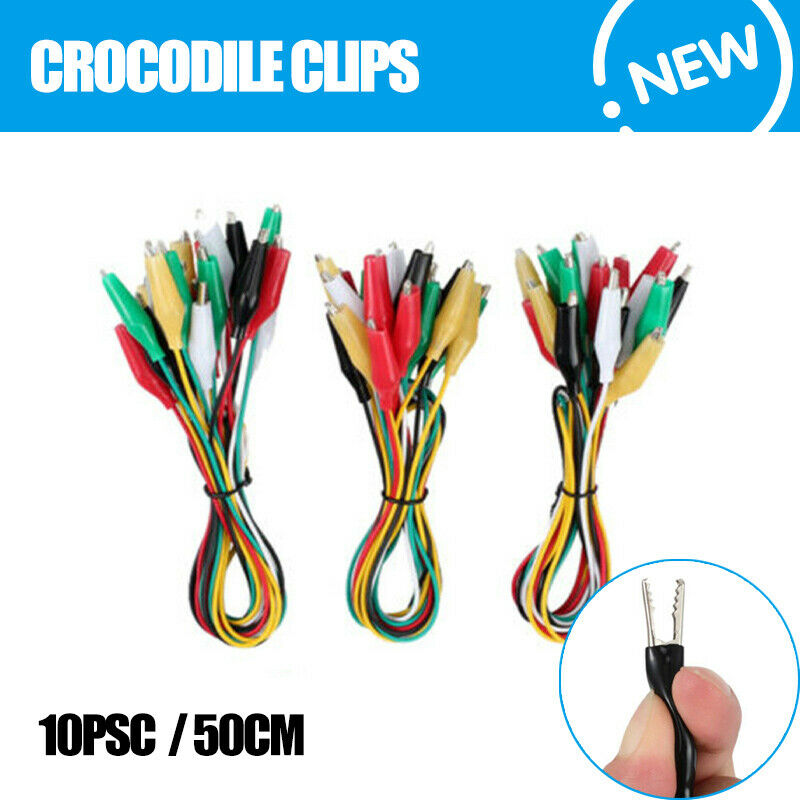 10x Electric Double Ended Alligator Crocodile Clips Test Lead Jumper Wires New