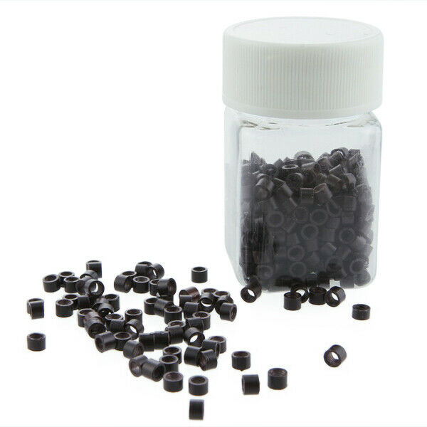 Lots 800 Plastic Micro Rings Lined Beads for Hair Extensions Tools Black