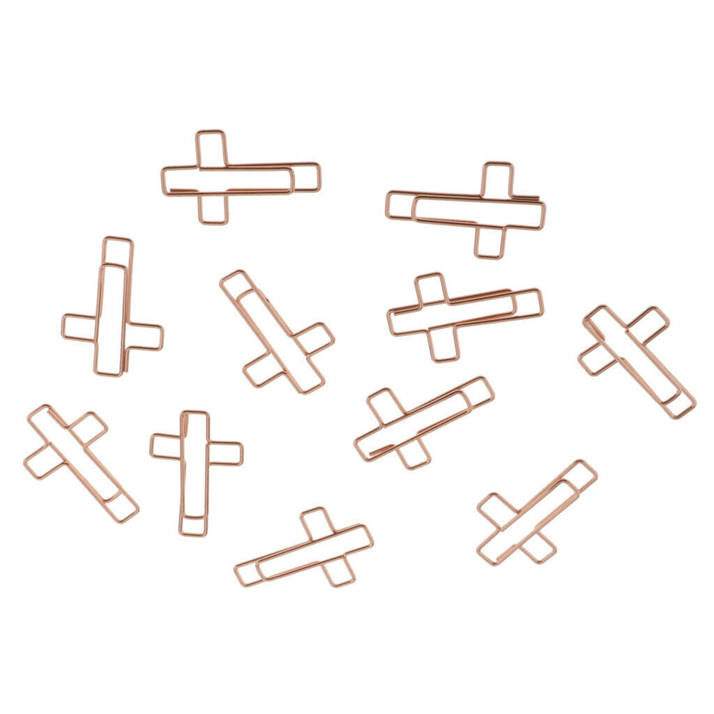 Pack of 10 Cute Cross Shape Bookmarks File Paper Clips Documents Paperclips