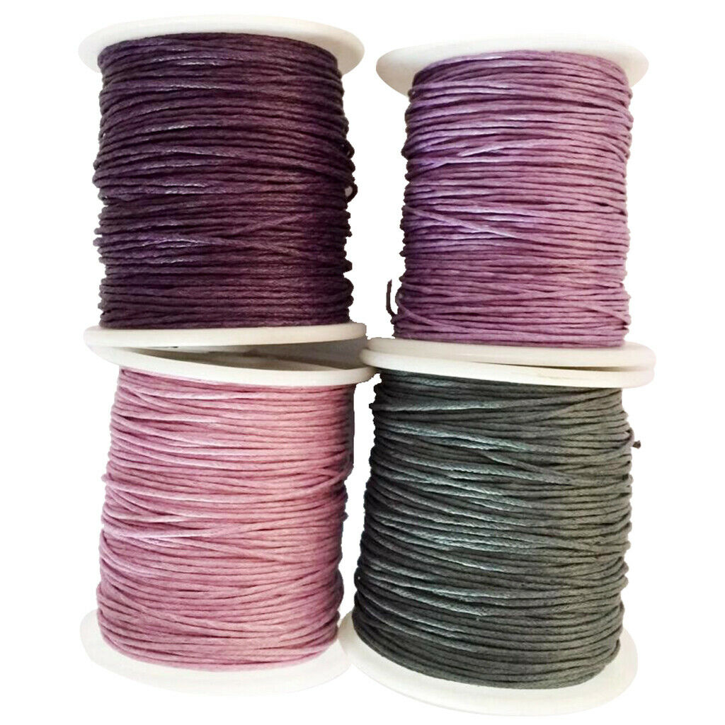 Prettyia 12 Rolls 80 Meters 1mm Waxed Cotton Cords Thread for DIY Bracelet