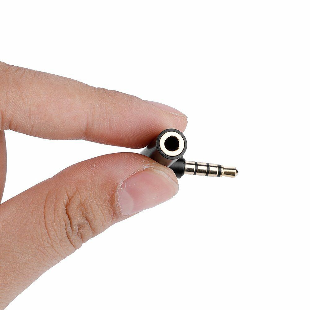 2PCS 3.5mm Male to Female Right Angle 90 Degree  Audio Adapter Jack Black New
