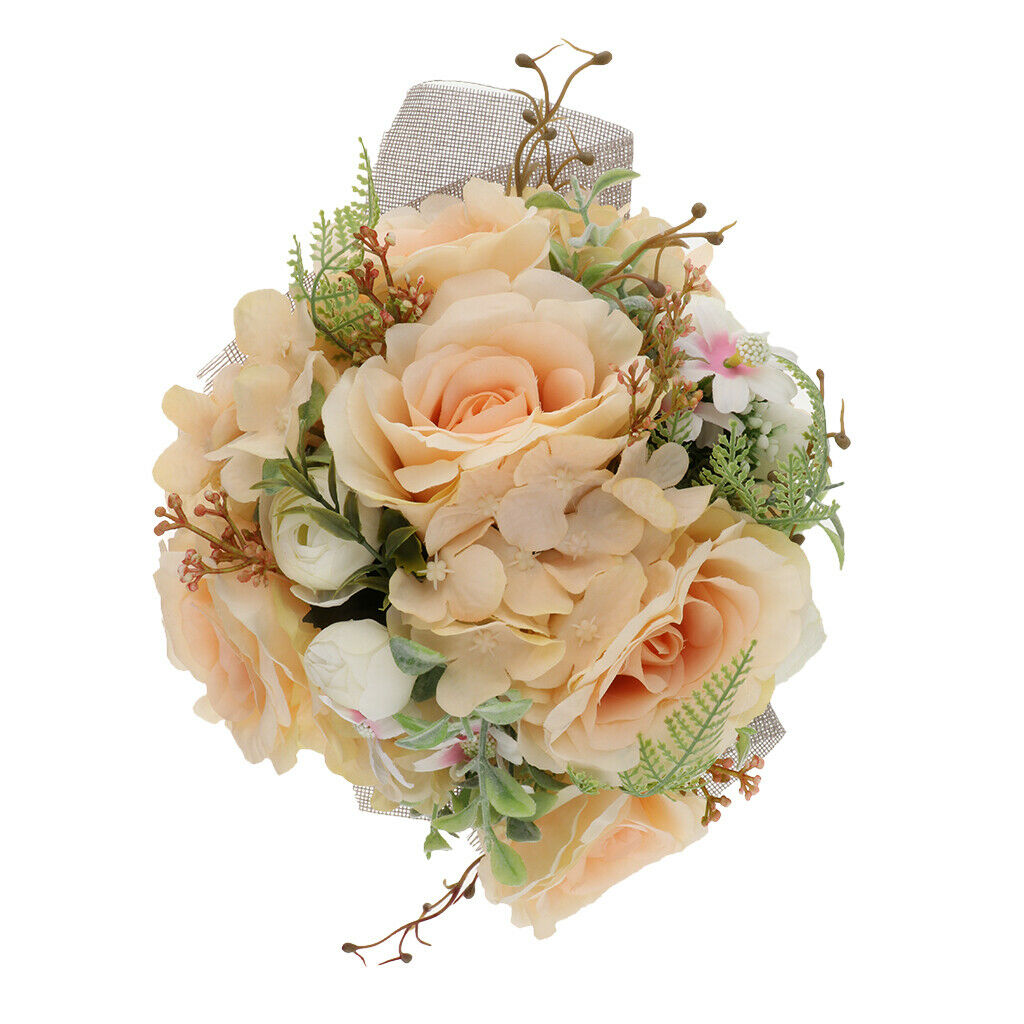 Champagne Rose Bouquet - Wedding Bridal Bouquet Hand Holding Flowers