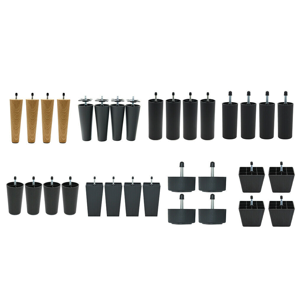 Set of 4/4pcs Bed Sofa Couch Legs Replacement Bed Riser 125mm Black Color