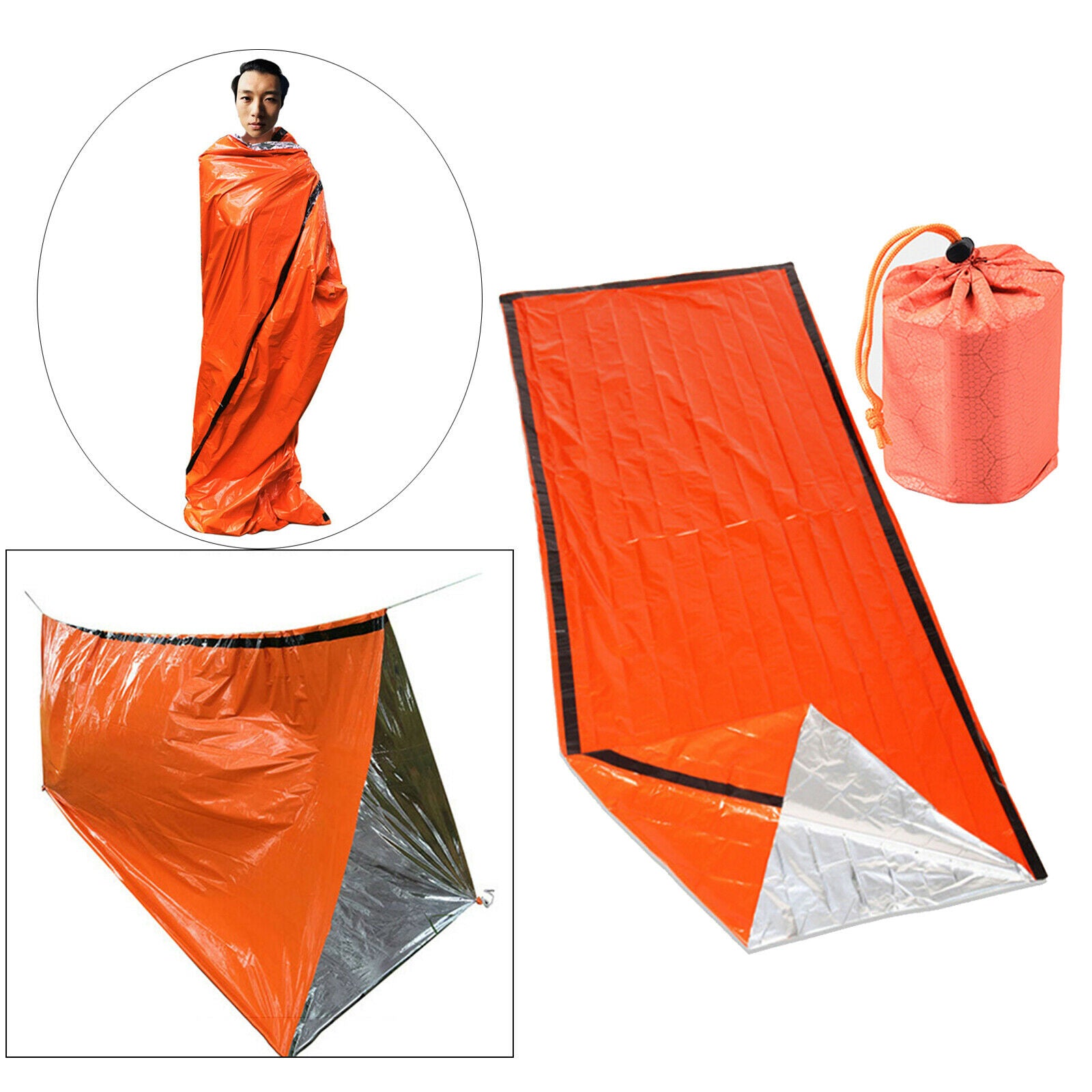 Outdoor Thermal Emergency Sleeping Bag Bivy Sack Survival Blanket Gear Hiking