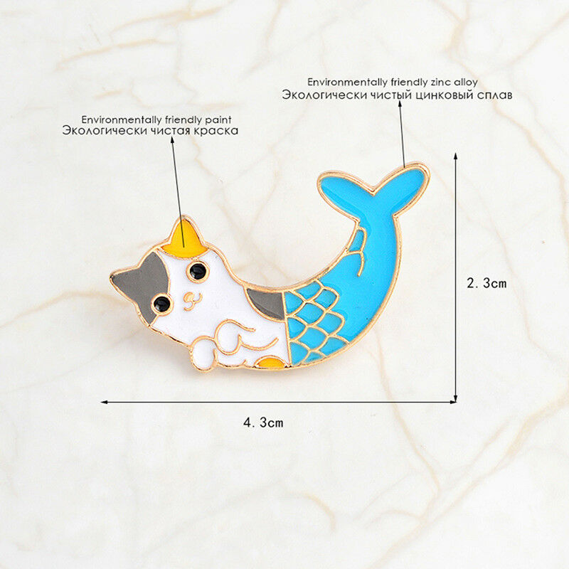 Enamel Mermaid Cat Brooch Pins Shirt Collar Pin Breastpin Women Jewelry Gi.l8
