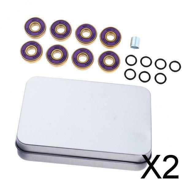 2X 8Pcs Titanium ABEC 11 Longboard Skates Bearings with Spaces Storage Box